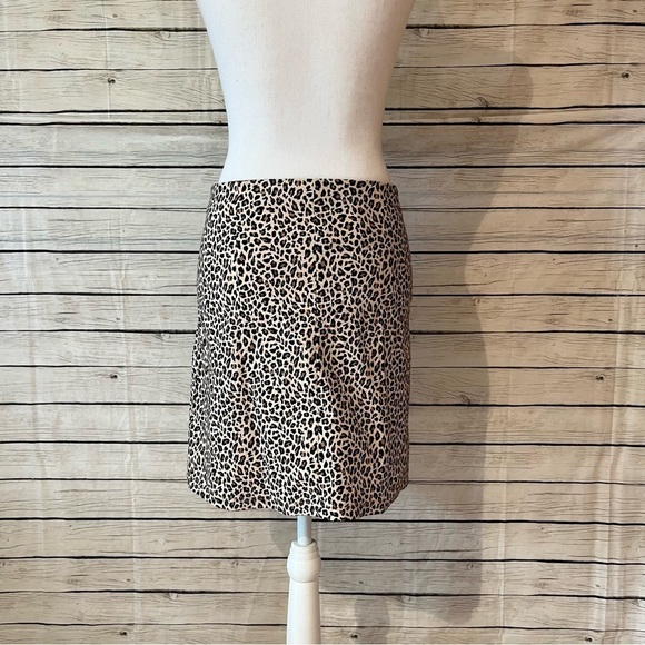 Topshop Women's Bengaline Mini Skirt in Tan Leopard Print Brown Size: 8 NWT - Picture 6 of 13
